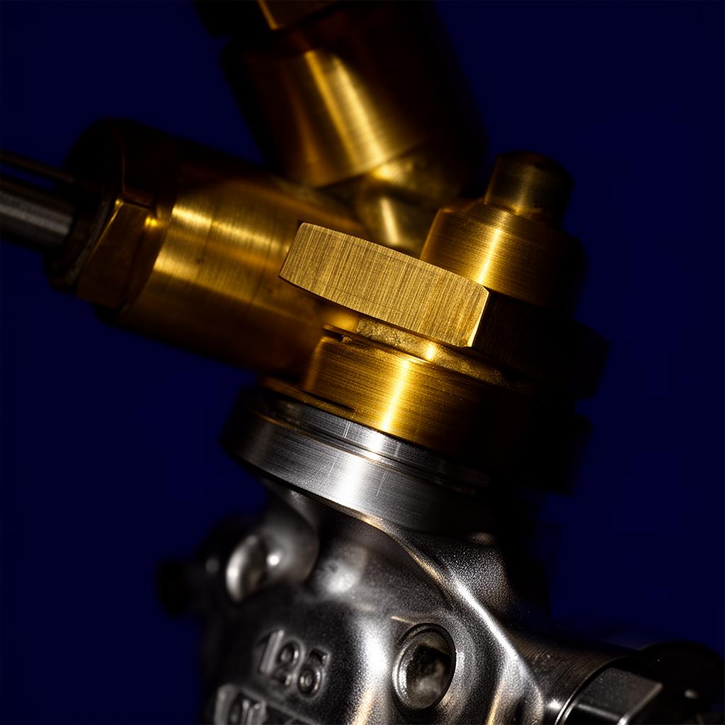 Brushed brass and steel engineering detail